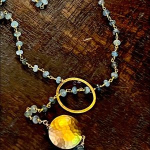 Moss aquamarine necklace with gold vermeil